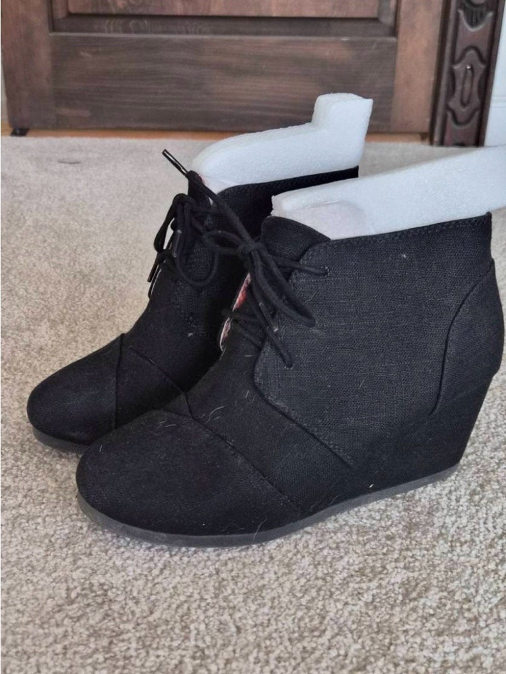 Soda Women's Black Wedge Ankle Boots US Size 7.5